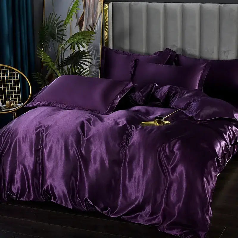DecorBites™ Luxurious Solid Color Silk Bedding Set