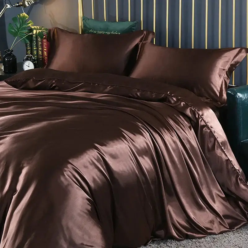 DecorBites™ Luxurious Solid Color Silk Bedding Set