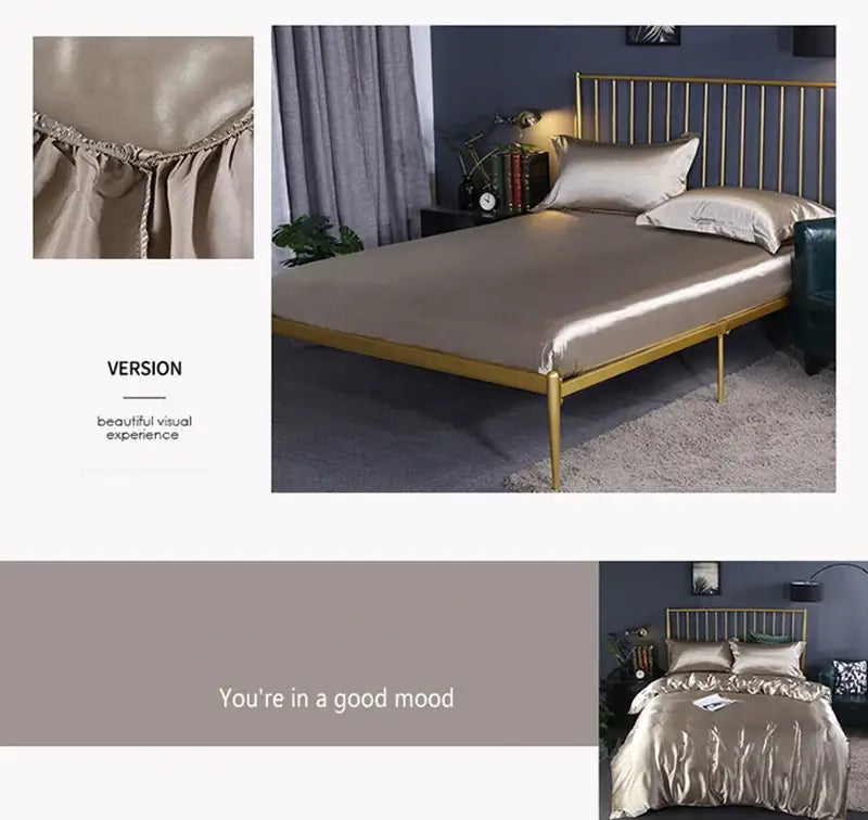 DecorBites™ Luxurious Solid Color Silk Bedding Set