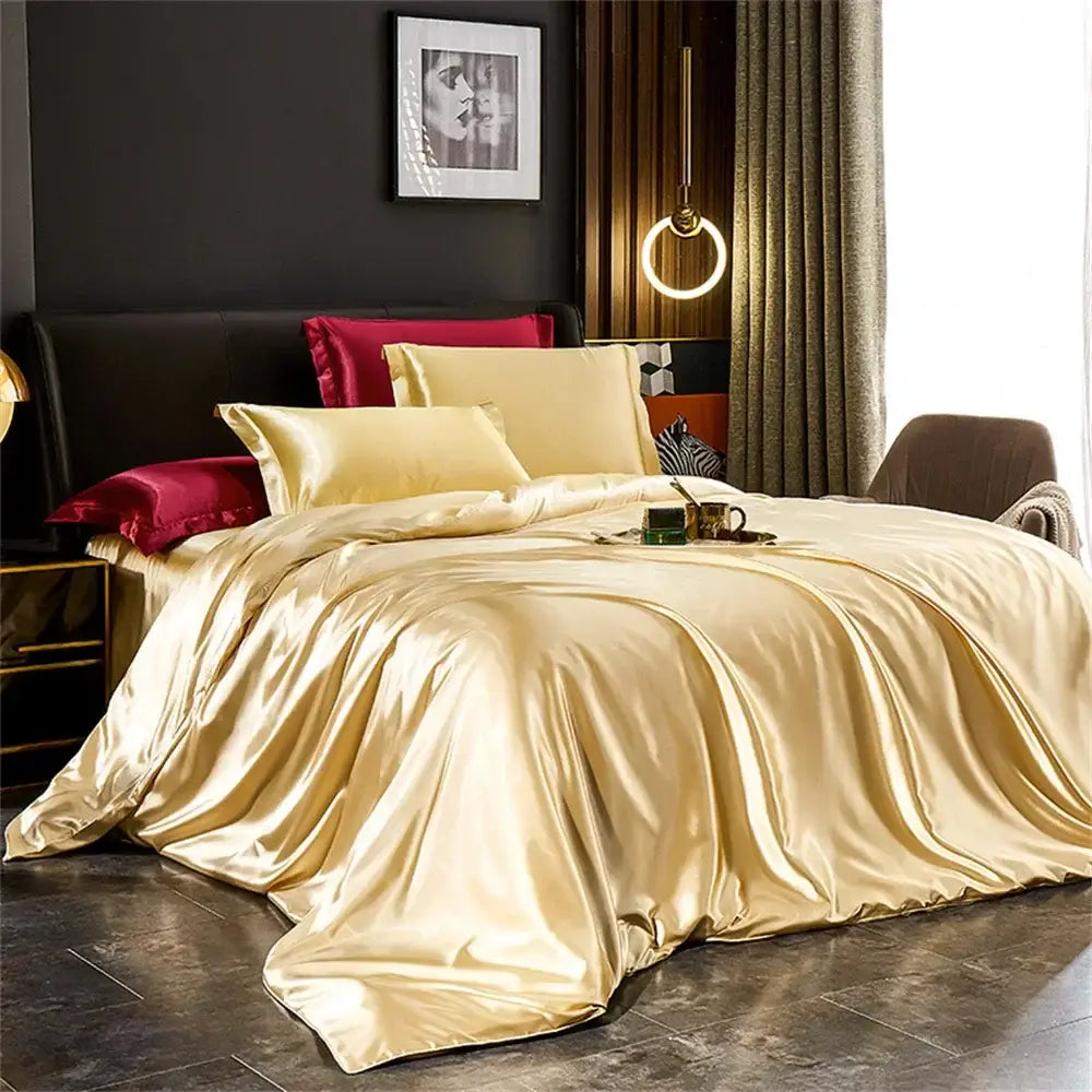 DecorBites™ Luxurious Solid Silk Bedding Set - Multiple Sizes
