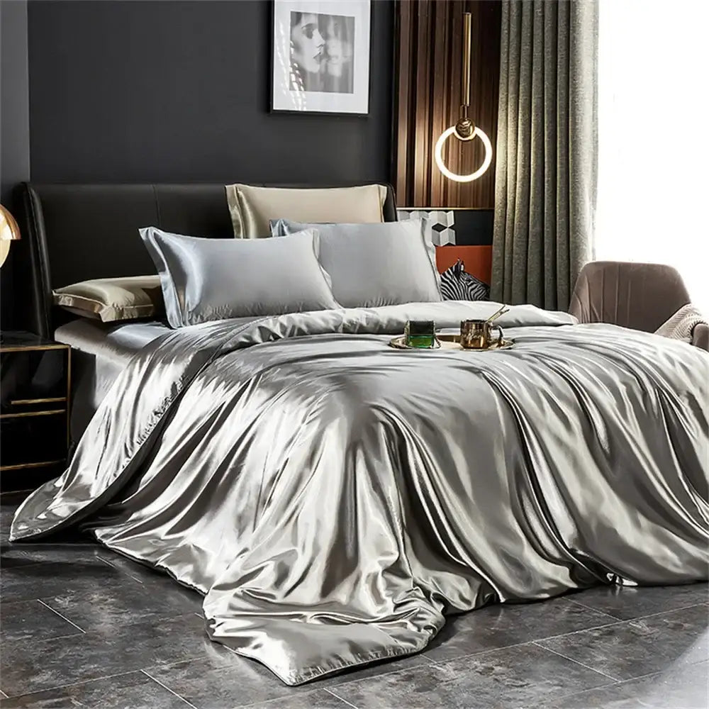 DecorBites™ Luxurious Solid Silk Bedding Set - Multiple Sizes
