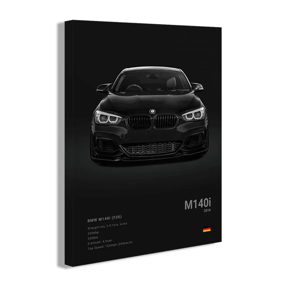 Modern silver sports cars canvas wall art for living room decor
