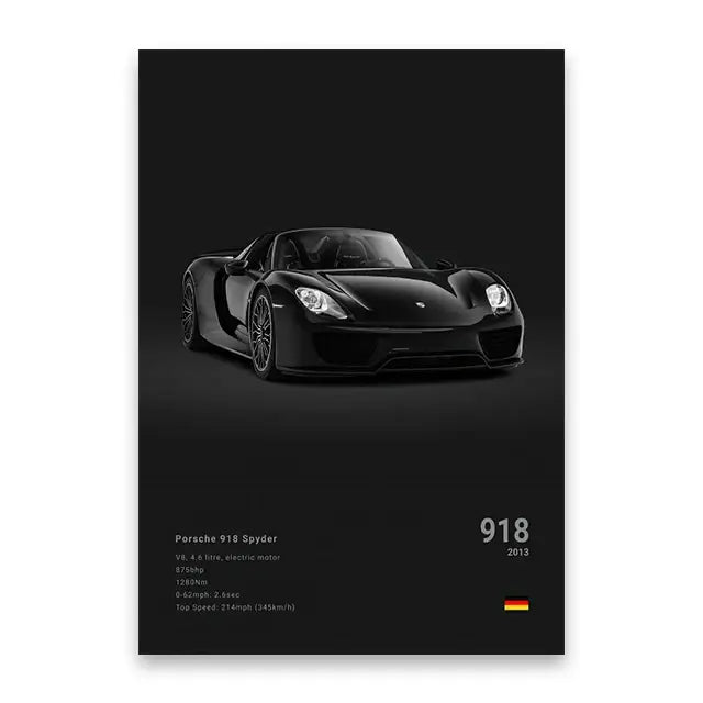 Modern silver sports cars canvas wall art for living room decor