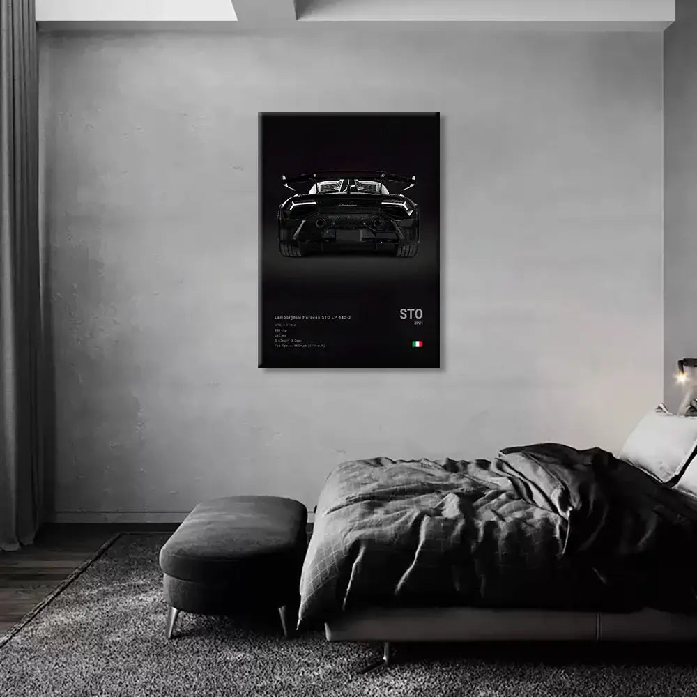 Modern silver sports cars canvas wall art for living room decor