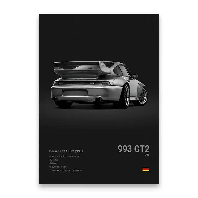 Modern silver sports cars canvas wall art for living room decor