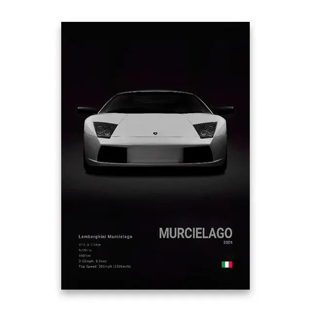Modern silver sports cars canvas wall art for living room decor