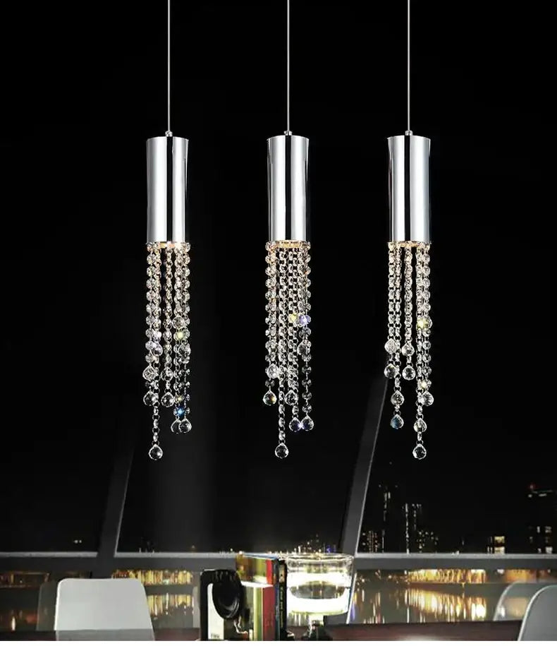 DecorBites™ Luxury Chrome Crystal LED Chandelier for Staircase