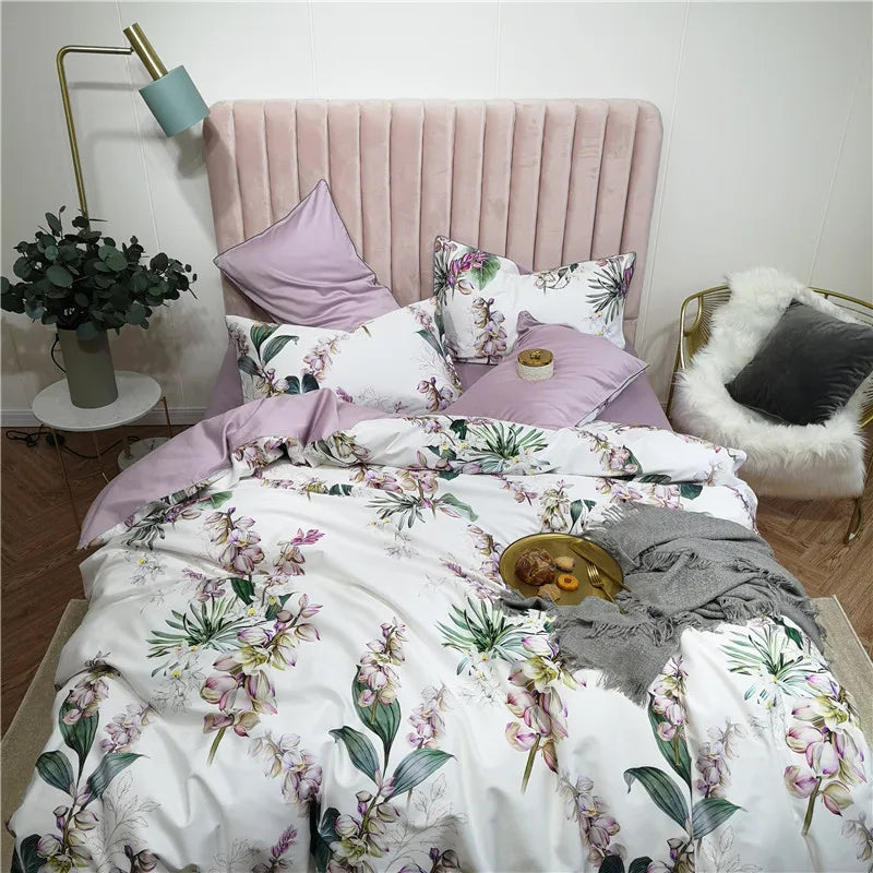 DecorBites™ Luxury Egyptian Cotton Bedding Set - Flamingo & Leaf