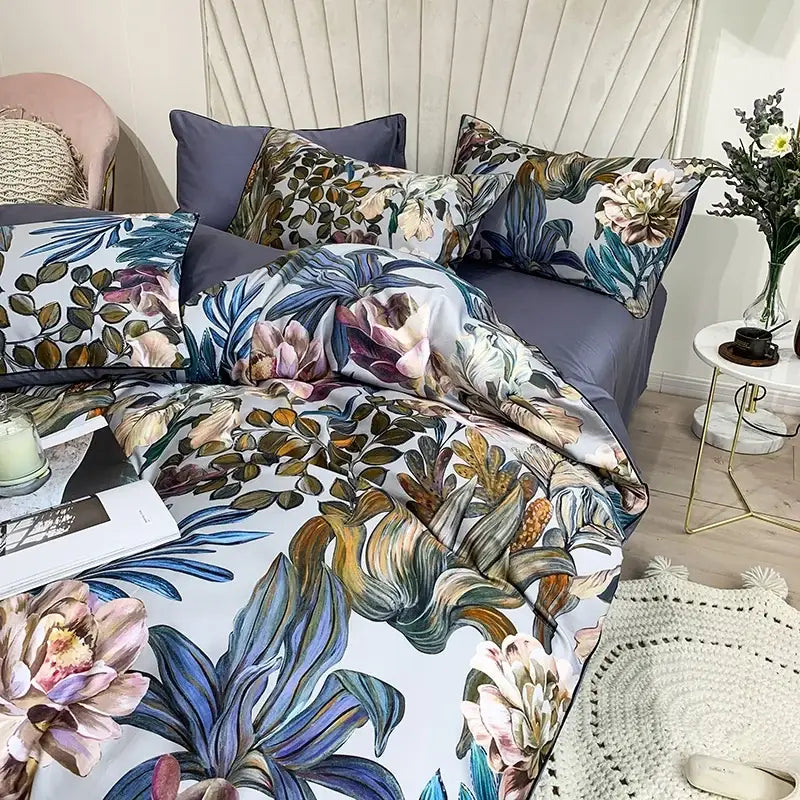 DecorBites™ Luxury Egyptian Cotton Bedding Set - Flamingo Leaf Pattern