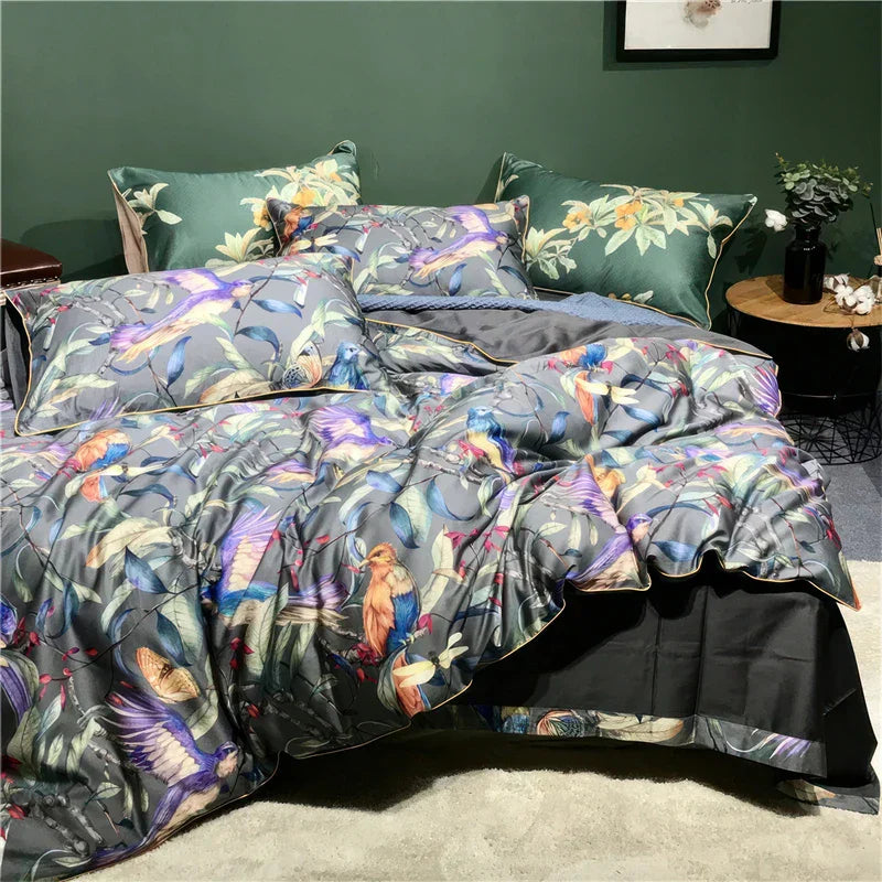 DecorBites™ Luxury Egyptian Cotton Bedding Set - Flamingo Leaf Pattern