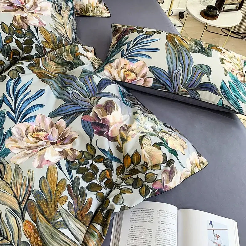 DecorBites™ Luxury Egyptian Cotton Bedding Set - Flamingo Leaf Pattern