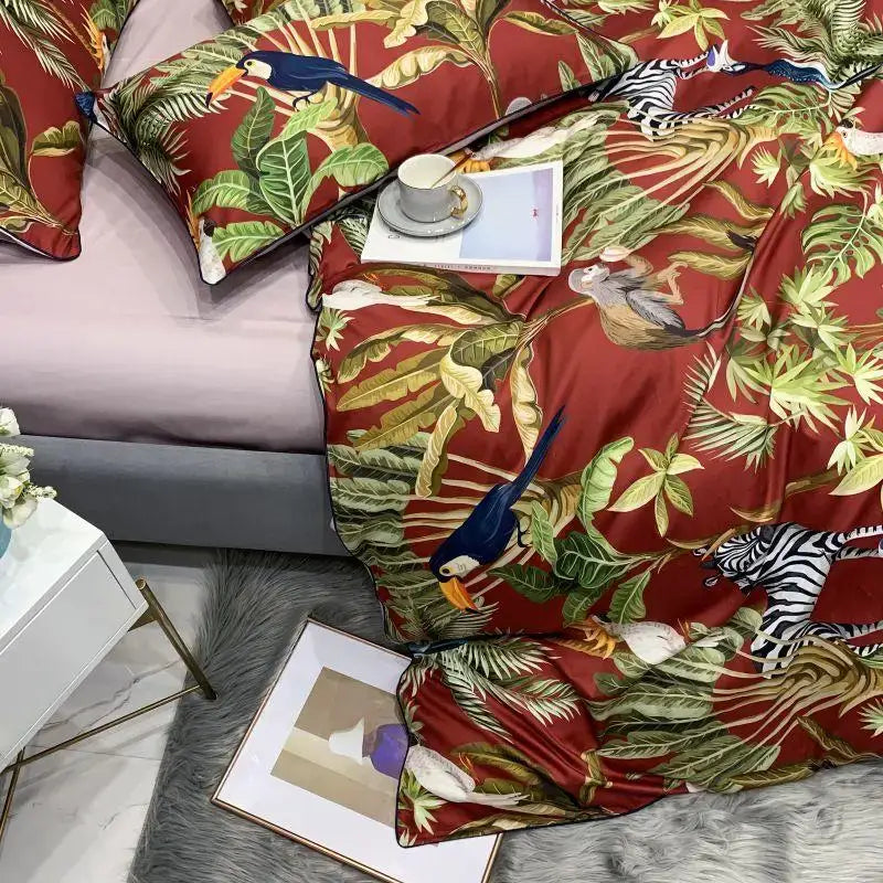 DecorBites™ Luxury Egyptian Cotton Bedding Set - Flamingo Leaf Pattern