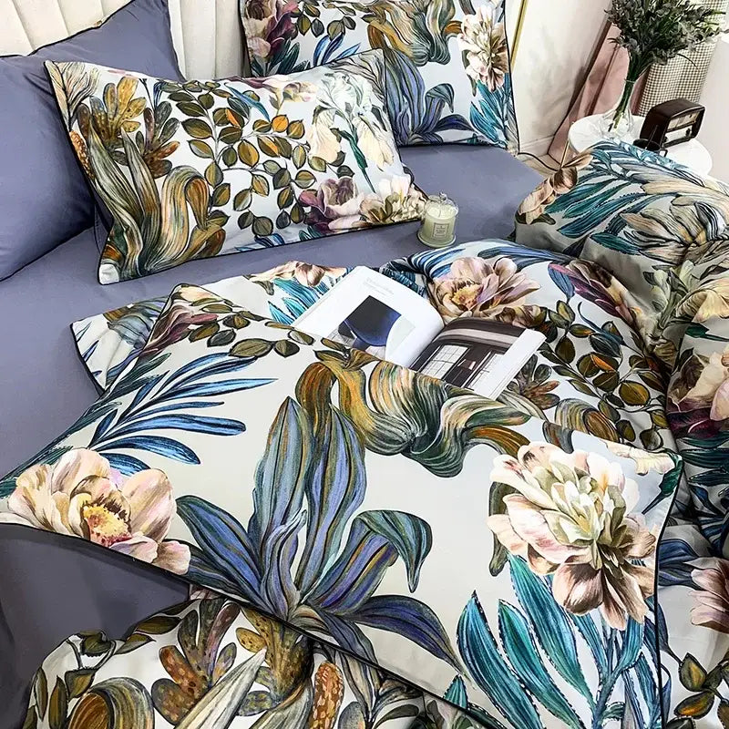 DecorBites™ Luxury Egyptian Cotton Bedding Set - Flamingo Leaf Pattern