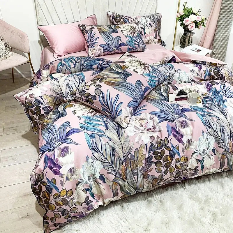 DecorBites™ Luxury Egyptian Cotton Bedding Set - Flamingo Leaf Pattern