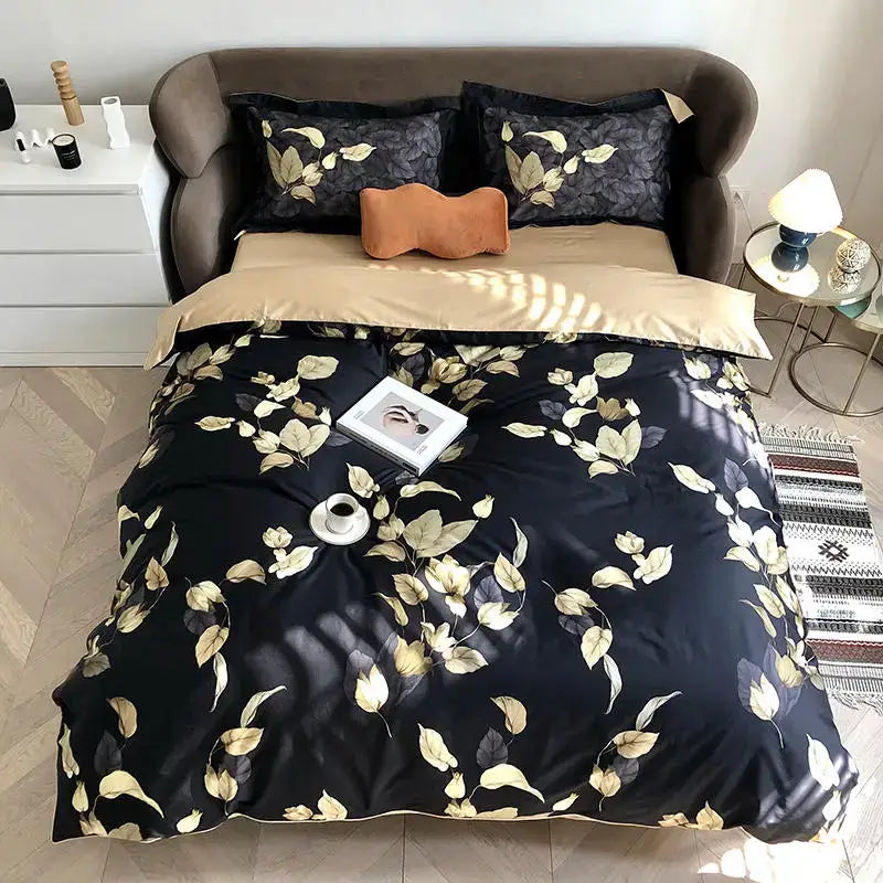 DecorBites™ Luxury Egyptian Cotton Bedding Set - Flamingo Leaf Pattern
