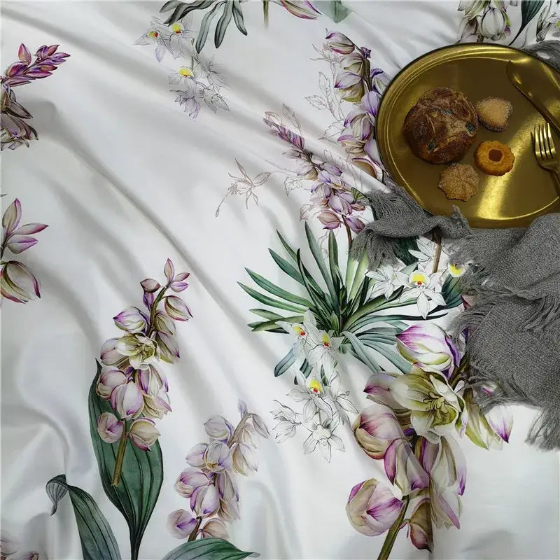 DecorBites™ Luxury Egyptian Cotton Bedding Set - Flamingo Leaf Pattern