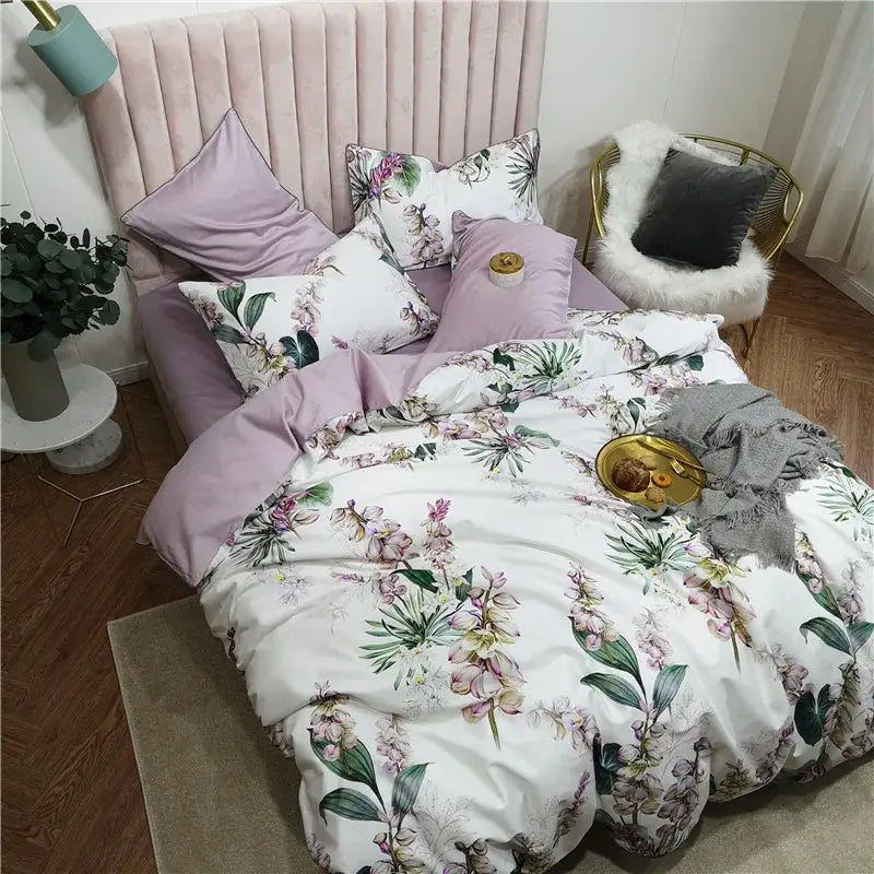 DecorBites™ Luxury Egyptian Cotton Bedding Set - Flamingo Leaf Pattern