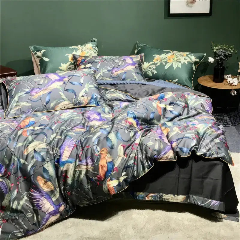 DecorBites™ Luxury Egyptian Cotton Bedding Set - Flamingo Leaf Pattern