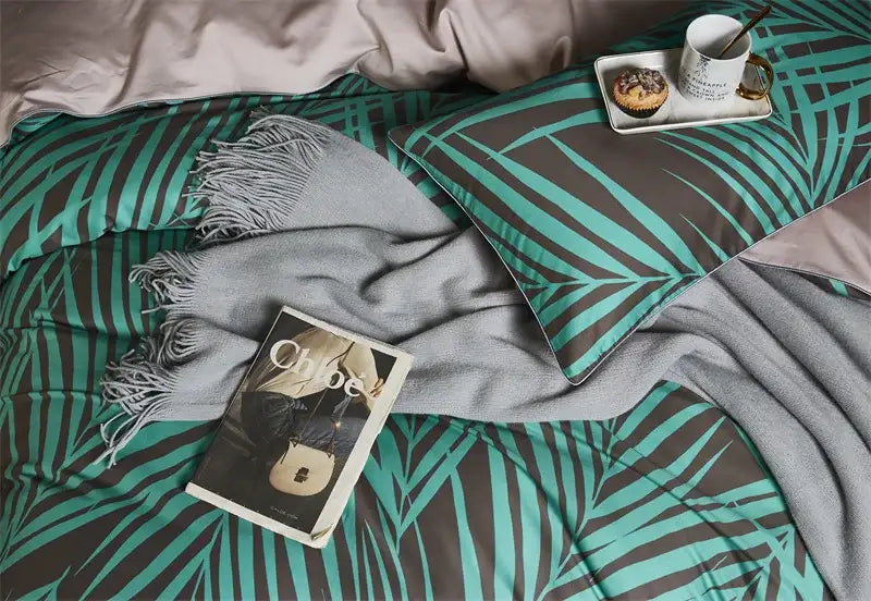 DecorBites™ Luxury Egyptian Cotton Bedding Set - Flamingo Leaf Pattern