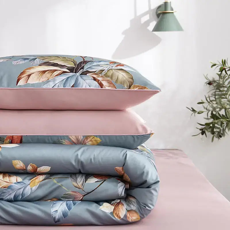 DecorBites™ Luxury Egyptian Cotton Bedding Set - Flamingo Leaf Pattern