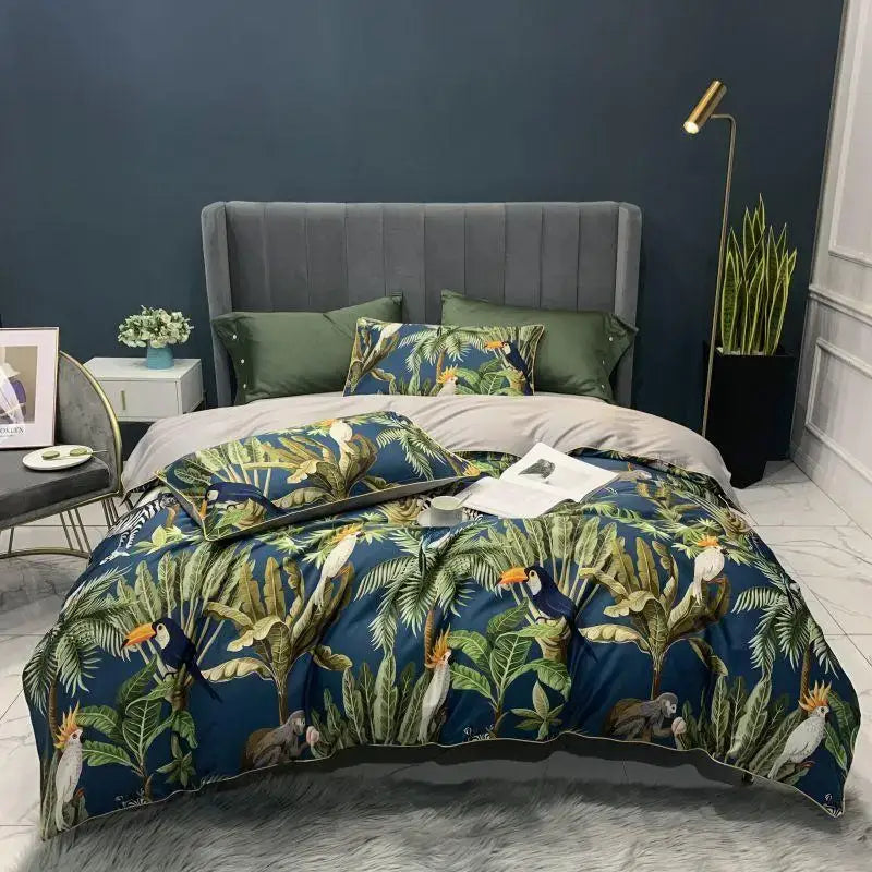 DecorBites™ Luxury Egyptian Cotton Bedding Set - Flamingo Leaf Pattern