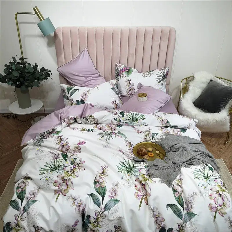 DecorBites™ Luxury Egyptian Cotton Bedding Set - Flamingo Leaf Pattern