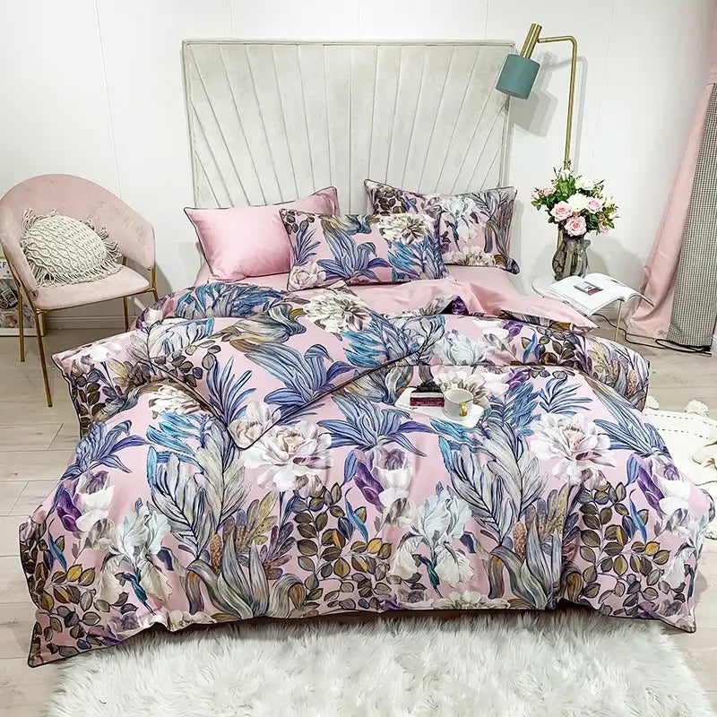 DecorBites™ Luxury Egyptian Cotton Bedding Set - Flamingo Leaf Pattern
