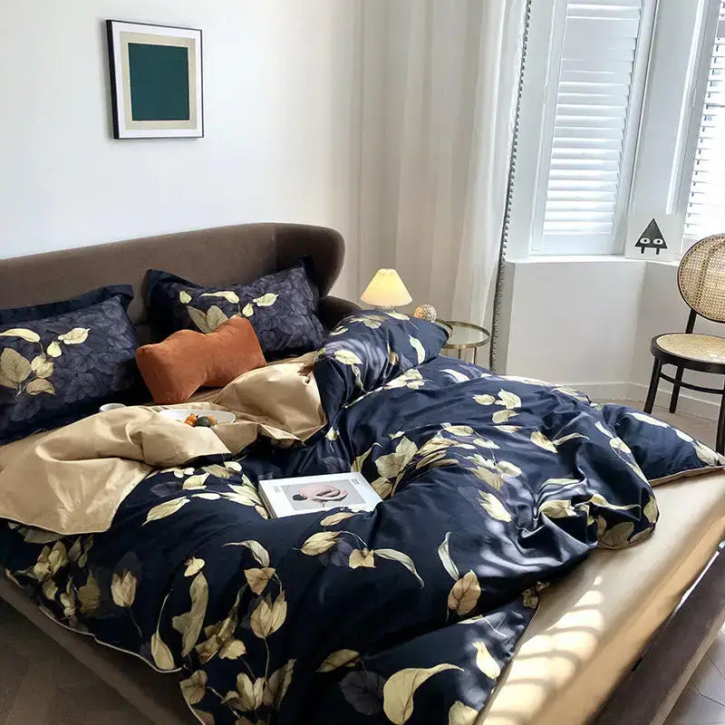DecorBites™ Luxury Egyptian Cotton Bedding Set - Flamingo Leaf Pattern