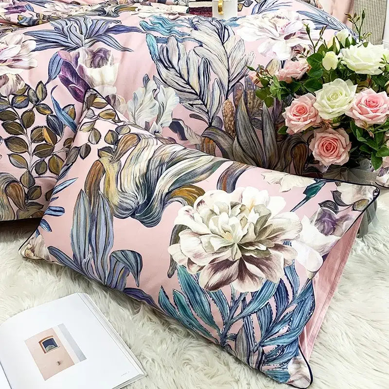 DecorBites™ Luxury Egyptian Cotton Bedding Set - Flamingo Leaf Pattern