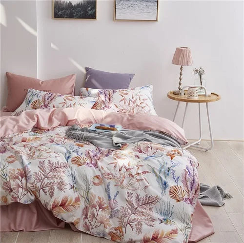 DecorBites™ Luxury Egyptian Cotton Bedding Set - Flamingo Leaf Pattern
