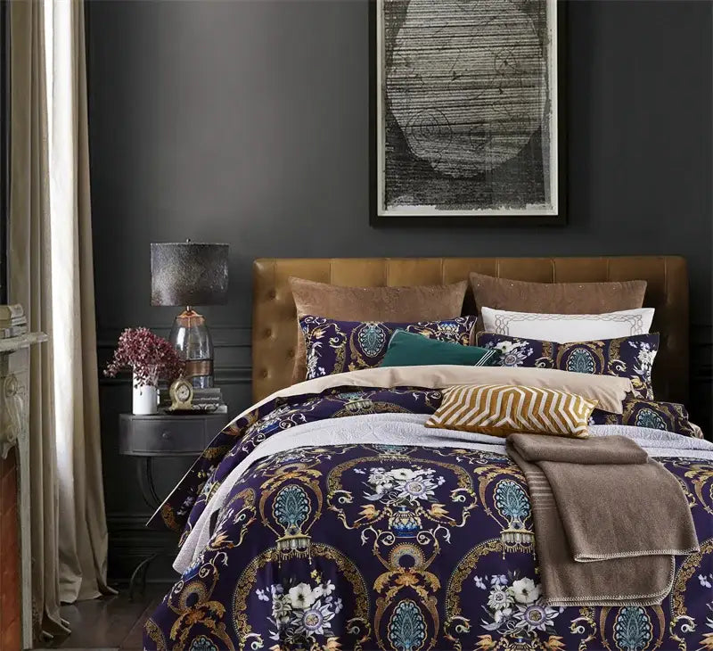 DecorBites™ Luxury Egyptian Cotton Bedding Set - Flamingo Leaf Pattern