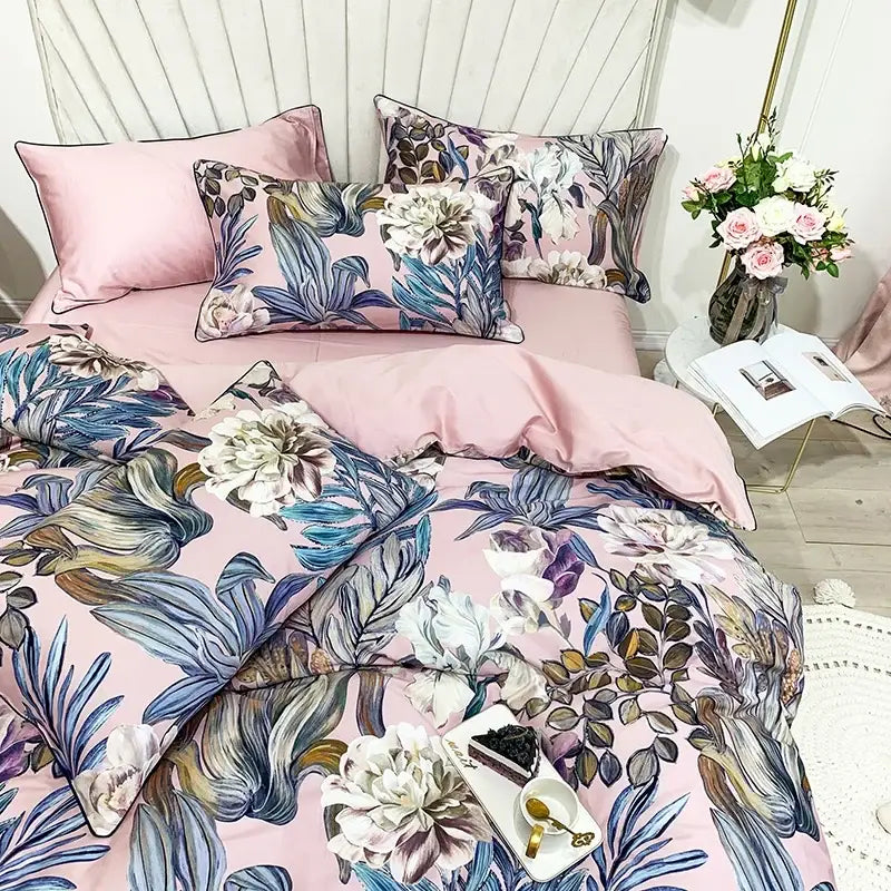 DecorBites™ Luxury Egyptian Cotton Bedding Set - Flamingo Leaf Pattern