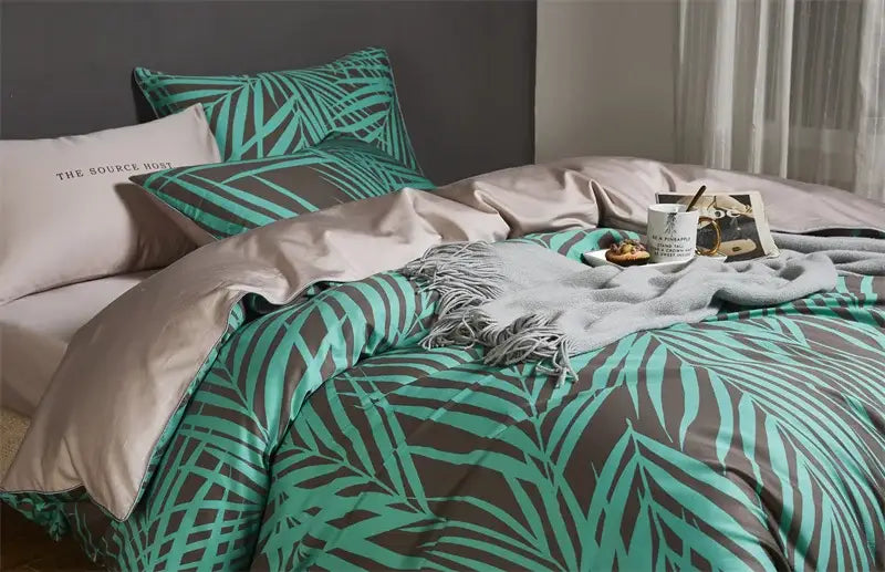 DecorBites™ Luxury Egyptian Cotton Bedding Set - Flamingo Leaf Pattern
