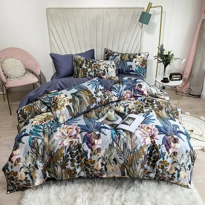 DecorBites™ Luxury Egyptian Cotton Bedding Set - Flamingo Leaf Pattern