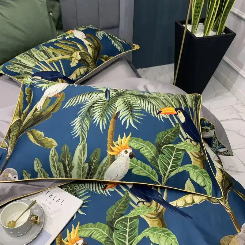 DecorBites™ Luxury Egyptian Cotton Bedding Set - Flamingo Leaf Pattern