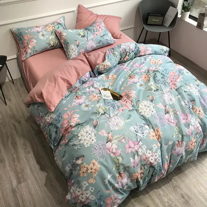 DecorBites™ Luxury Egyptian Cotton Bedding Set - Flamingo Leaf Pattern