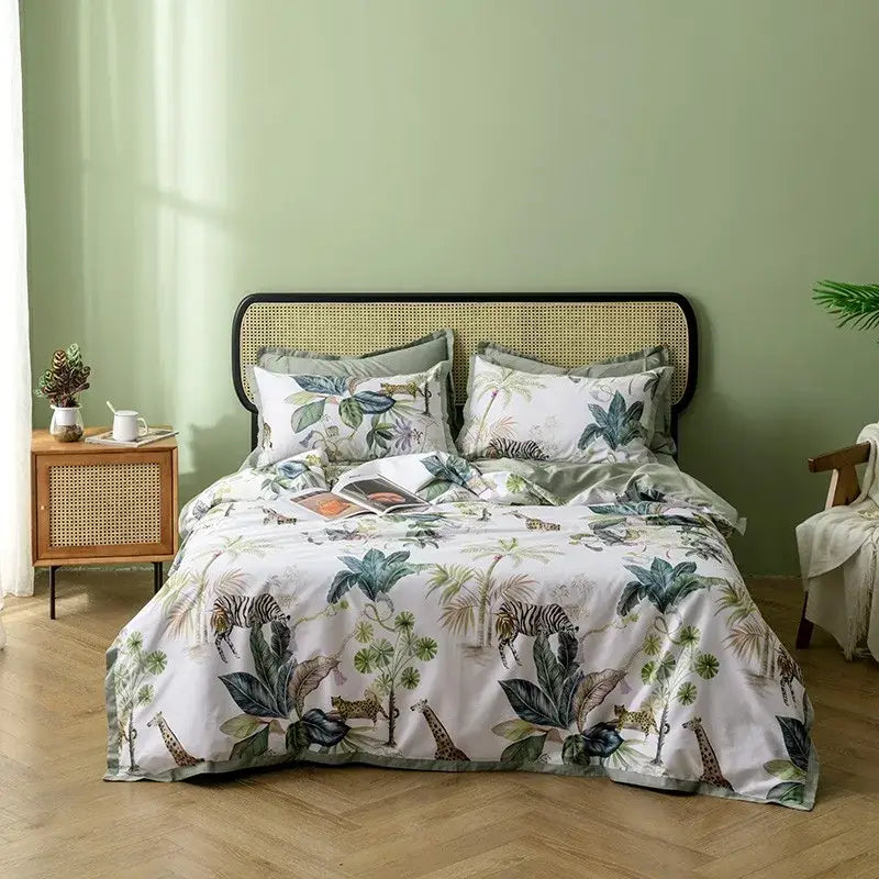 DecorBites™ Luxury Egyptian Cotton Bedding Set - Flamingo Leaf Pattern