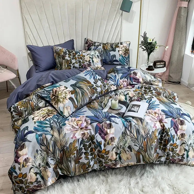 DecorBites™ Luxury Egyptian Cotton Bedding Set - Flamingo Leaf Pattern