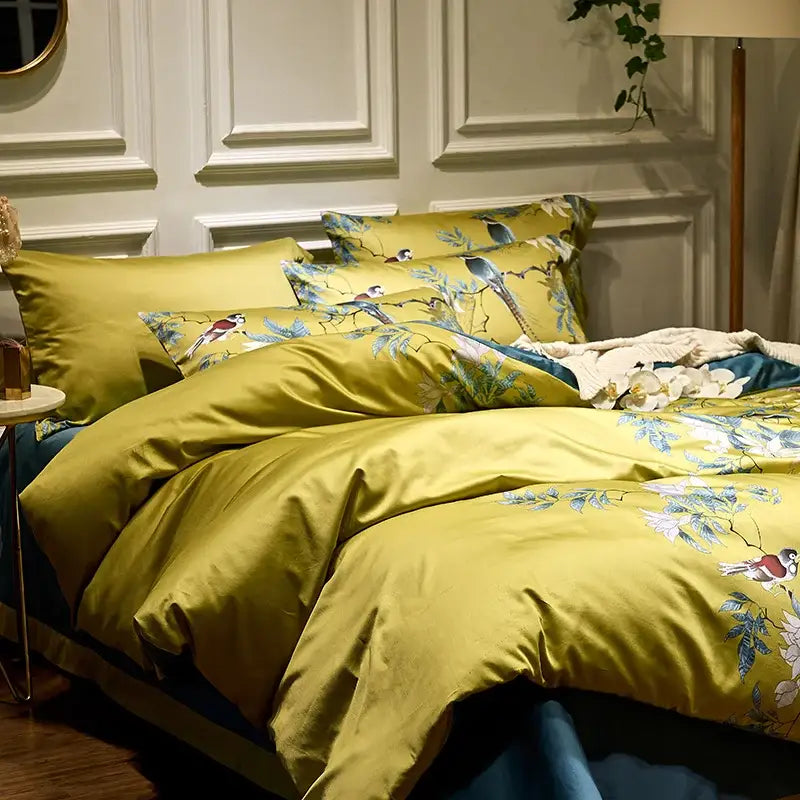 DecorBites™ Luxury Egyptian Cotton Bedding Set - Flamingo Leaf Pattern