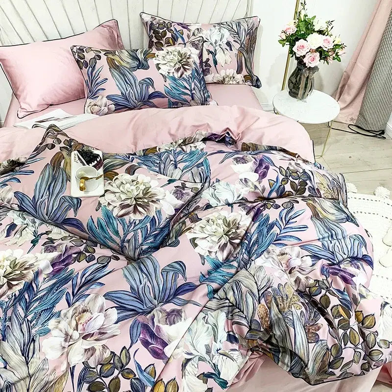 DecorBites™ Luxury Egyptian Cotton Bedding Set - Flamingo Leaf Pattern