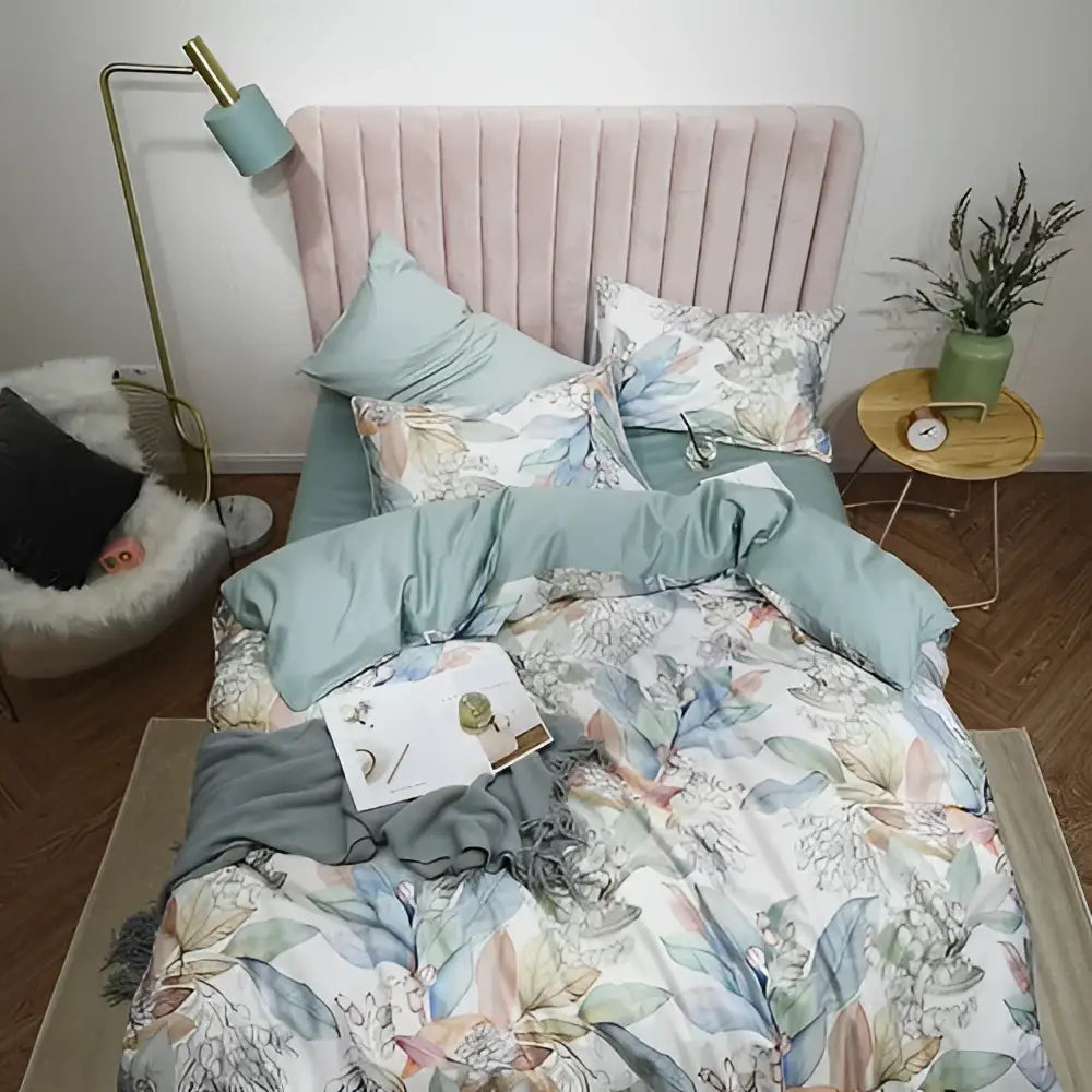 DecorBites™ Luxury Egyptian Cotton Bedding Set - Flamingo Leaf Pattern
