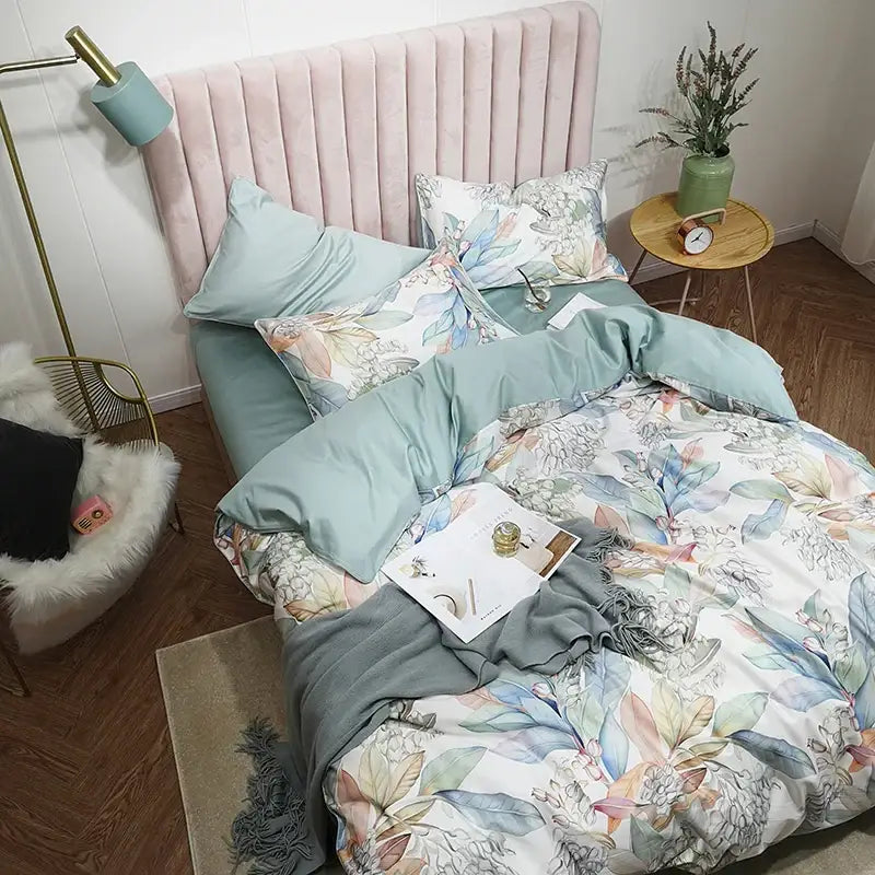 DecorBites™ Luxury Egyptian Cotton Bedding Set - Flamingo Leaf Pattern