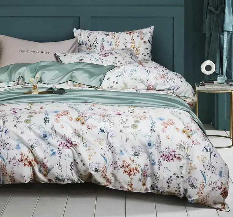 DecorBites™ Luxury Egyptian Cotton Bedding Set - Flamingo Leaf Pattern