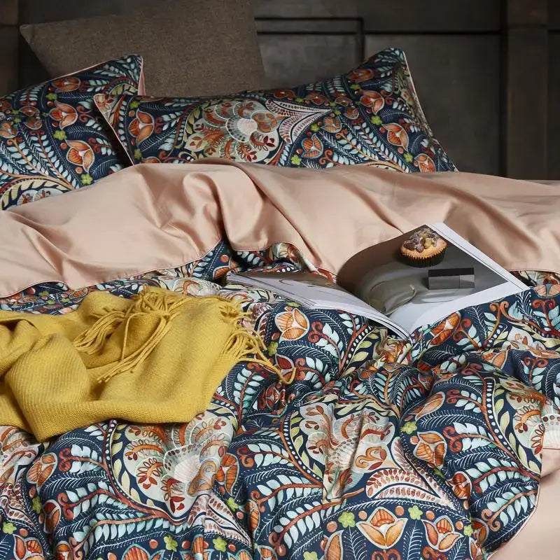 DecorBites™ Luxury Egyptian Cotton Bedding Set - Flamingo Leaf Pattern
