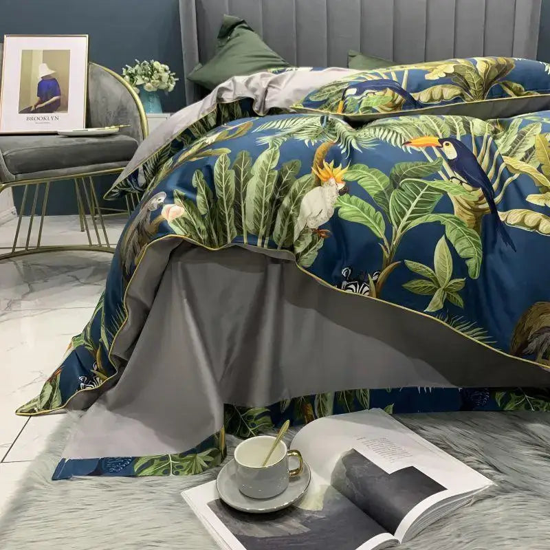 DecorBites™ Luxury Egyptian Cotton Bedding Set - Flamingo Leaf Theme