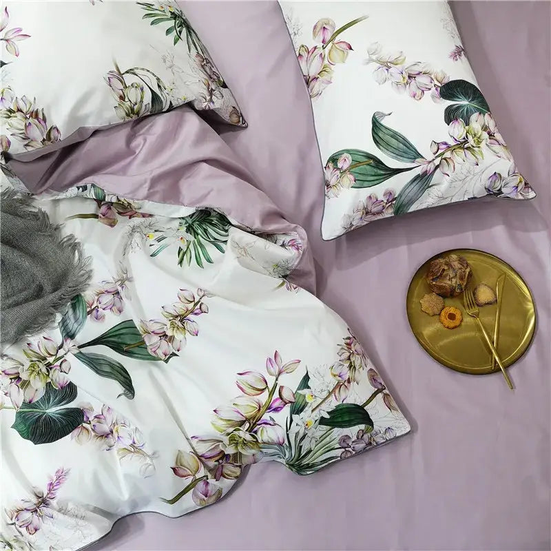 DecorBites™ Luxury Egyptian Cotton Bedding Set - Flamingo Leaf Theme