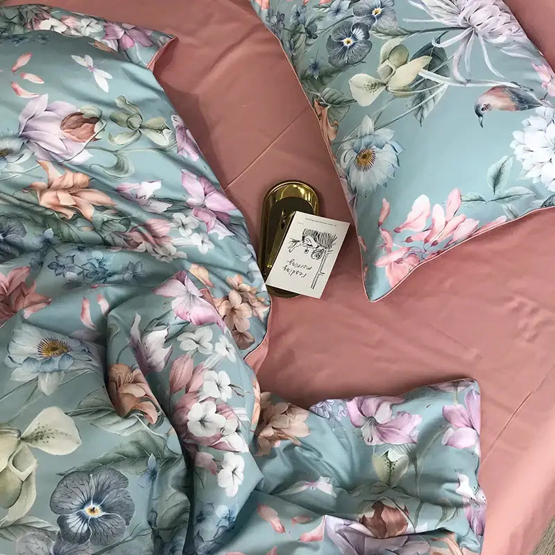 DecorBites™ Luxury Egyptian Cotton Bedding Set - Flamingo Leaf Theme