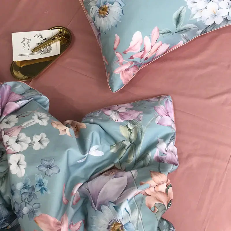 DecorBites™ Luxury Egyptian Cotton Bedding Set - Flamingo Leaf Theme