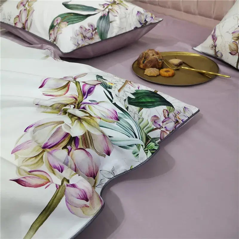 DecorBites™ Luxury Egyptian Cotton Bedding Set - Flamingo Leaf