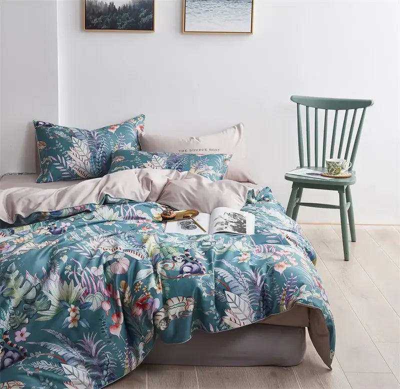 DecorBites™ Luxury Egyptian Cotton Bedding Set with Flamingo Leaf